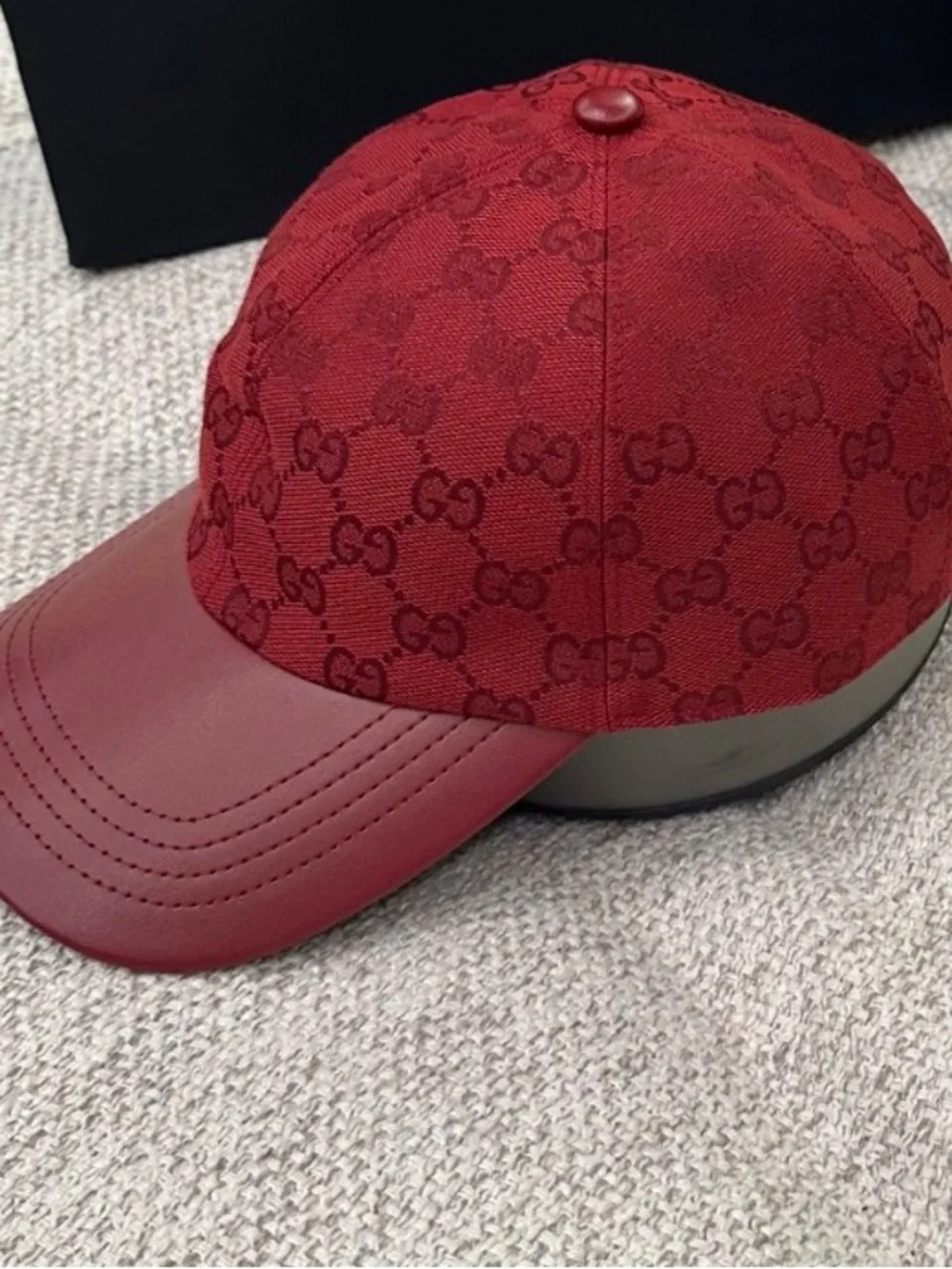 Double G Designer Red Burgundy Letter Logo Monogram Baseball Hat Cap
